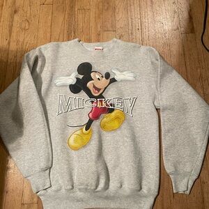 Disney Gray Crewneck Sweater with Mickey Mouse